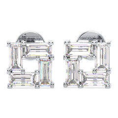 THEA BAGUETTE CUT LAB GROWN DIAMOND CUBIC EAR STUDS, GOLD