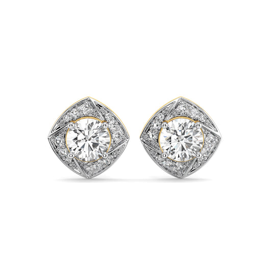 SOPHIA ROUND CUT LAB GROWN DIAMOND SOLITAIRE DIMENSIONAL SQUARE STUDDED STUDS, GOLD