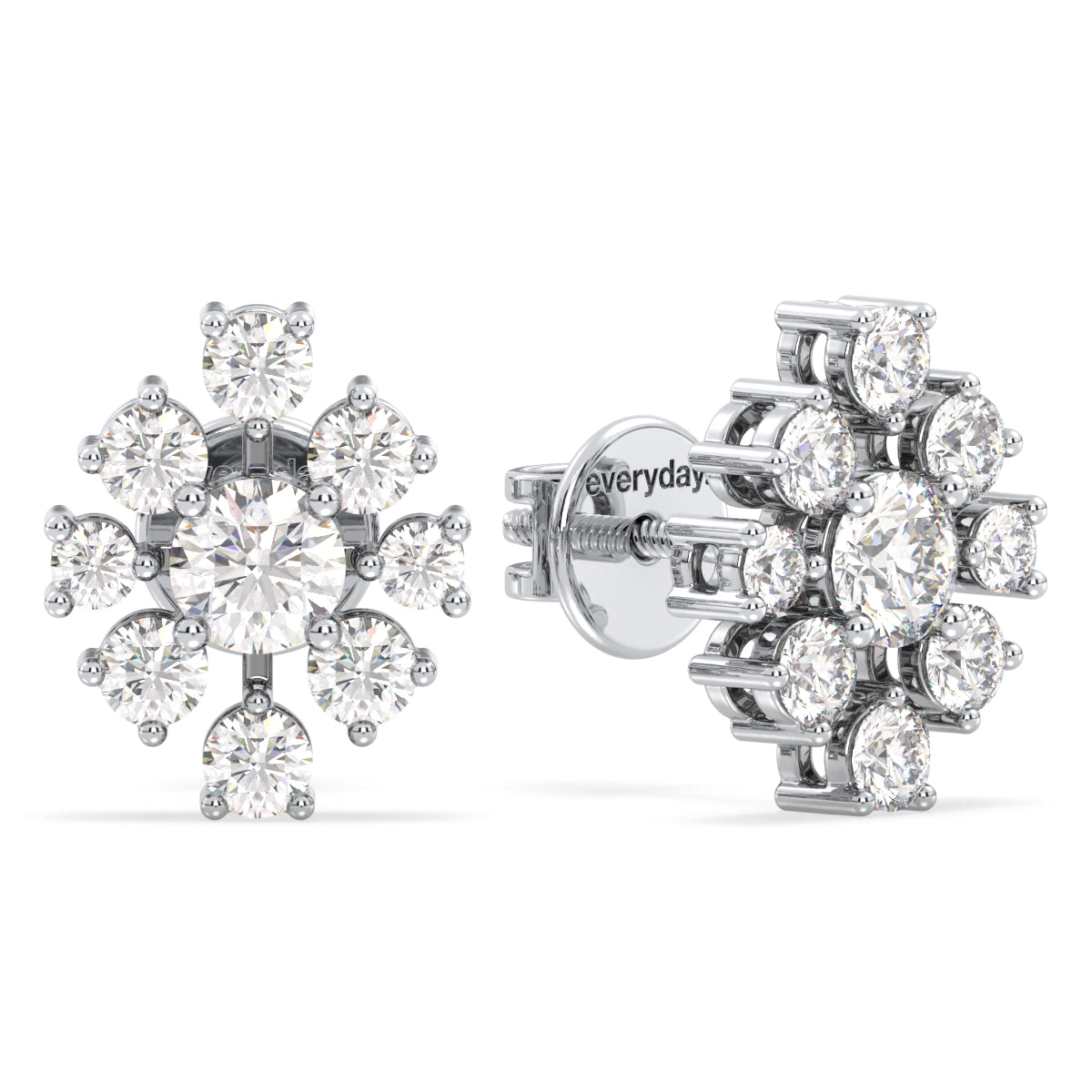 CLARETTE ROUND CUT LAB GROWN DIAMOND QUIRKY STUDS, GOLD