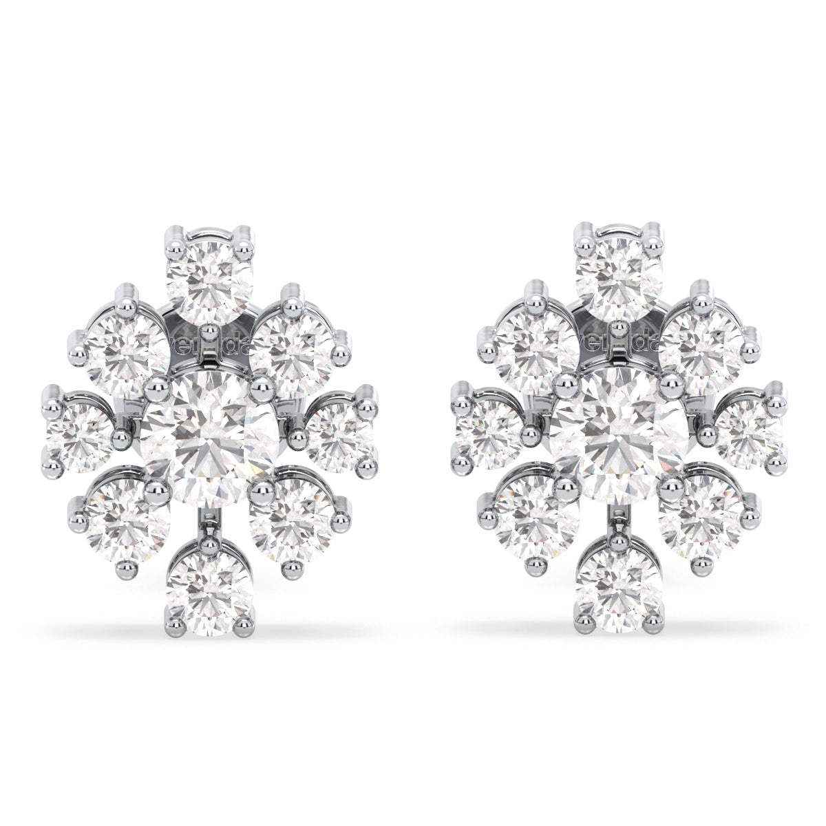 CLARETTE ROUND CUT LAB GROWN DIAMOND QUIRKY STUDS, GOLD