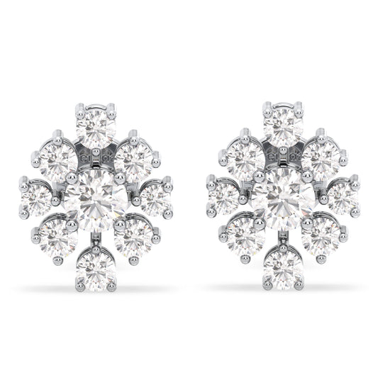 CLARETTE ROUND CUT LAB GROWN DIAMOND QUIRKY STUDS, GOLD