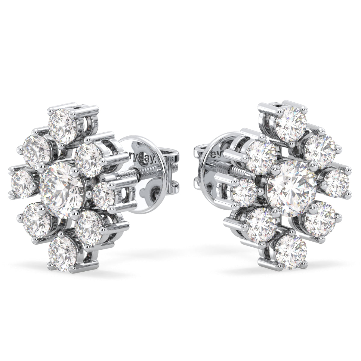 CLARETTE ROUND CUT LAB GROWN DIAMOND QUIRKY STUDS, GOLD