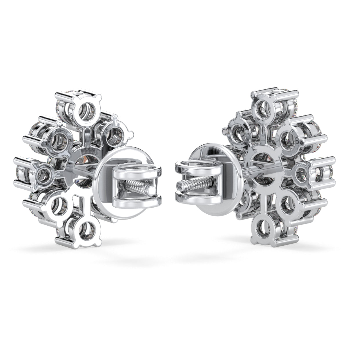 CLARETTE ROUND CUT LAB GROWN DIAMOND QUIRKY STUDS, GOLD