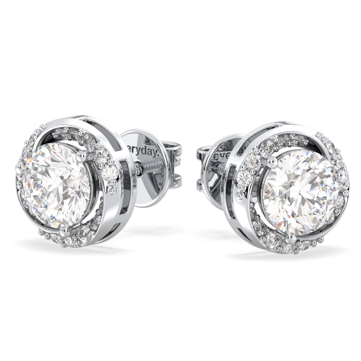 SOPHIA ROUND CUT LAB GROWN DIAMOND SOLITAIRE DIMENSIONAL STUDS WITH SIDE STONES, GOLD