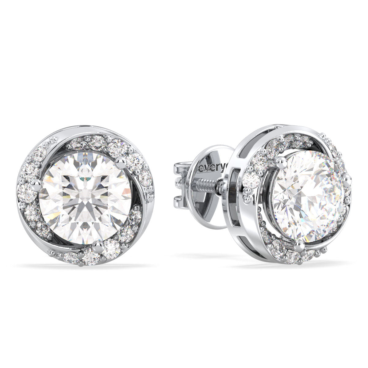 SOPHIA ROUND CUT LAB GROWN DIAMOND SOLITAIRE DIMENSIONAL STUDS WITH SIDE STONES, GOLD