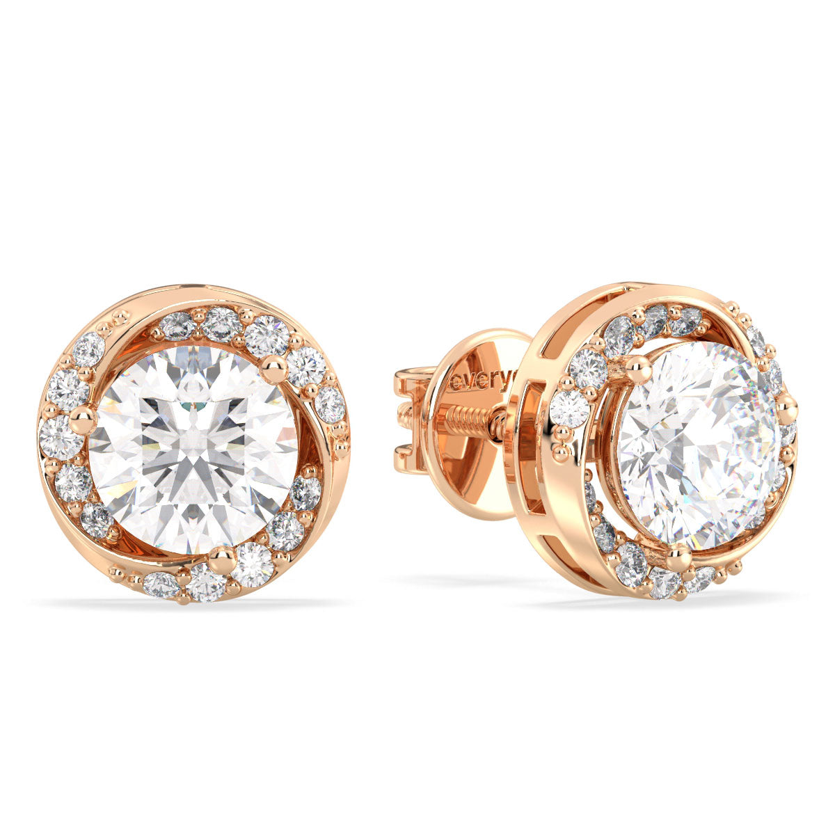 SOPHIA ROUND CUT LAB GROWN DIAMOND SOLITAIRE DIMENSIONAL STUDS WITH SIDE STONES, GOLD