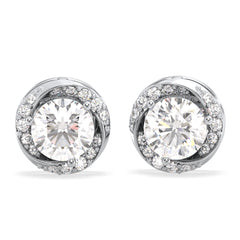 SOPHIA ROUND CUT LAB GROWN DIAMOND SOLITAIRE DIMENSIONAL STUDS WITH SIDE STONES, GOLD