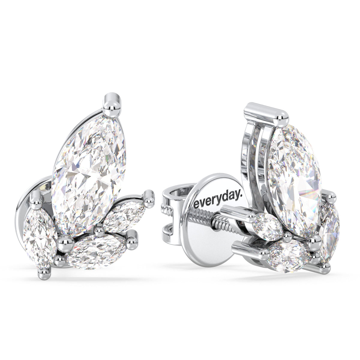 LILETTA MARQUISE CUT SLANTED LAB GROWN DIAMOND CLASSY EAR STUDS, GOLD