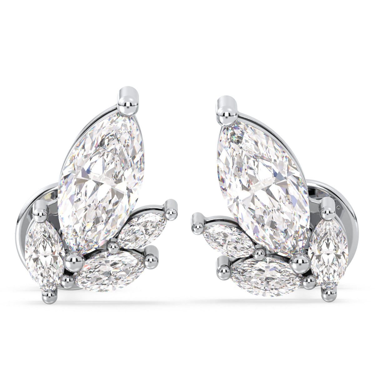 LILETTA MARQUISE CUT SLANTED LAB GROWN DIAMOND CLASSY EAR STUDS, GOLD