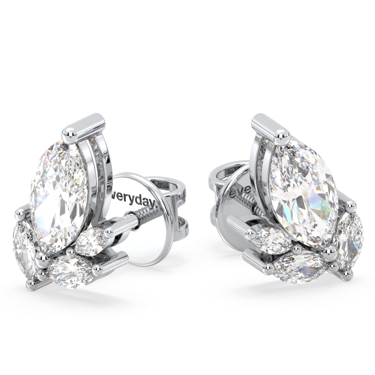 LILETTA MARQUISE CUT SLANTED LAB GROWN DIAMOND CLASSY EAR STUDS, GOLD