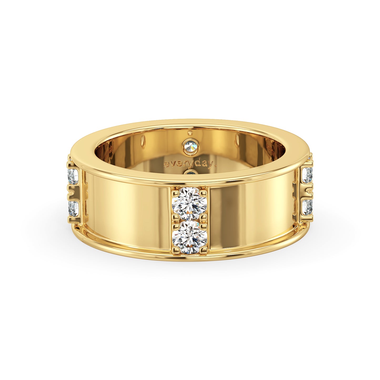 ARTHUR ROUND CUT LAB GROWN DIAMOND STATION WEDDING BAND, GOLD