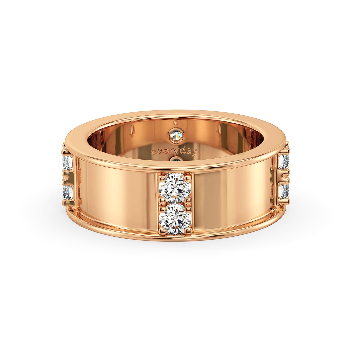 ARTHUR ROUND CUT LAB GROWN DIAMOND STATION WEDDING BAND, GOLD