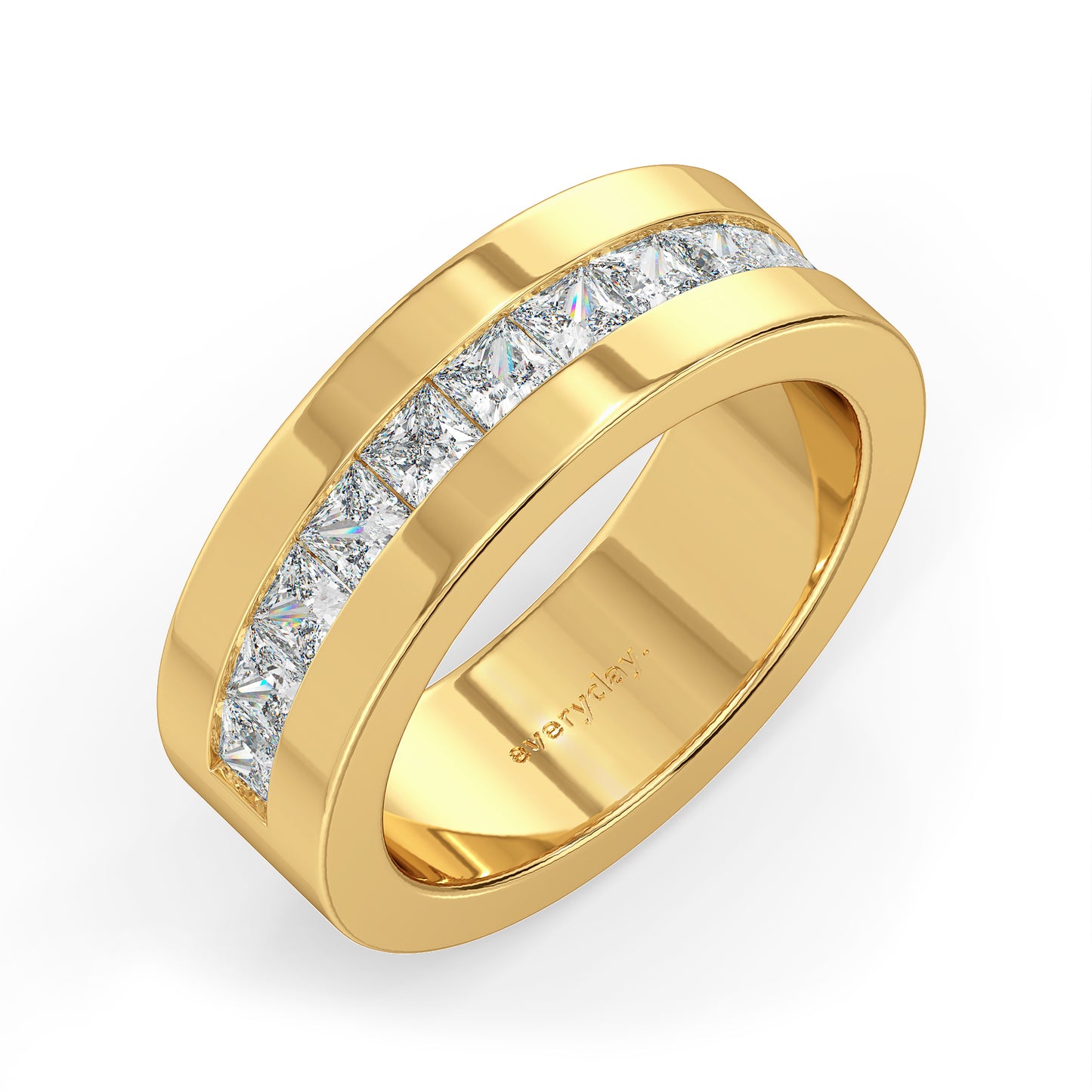 OLIVER CHANNEL SET PRINCESS CUT LAB GROWN DIAMOND WEDDING ANNIVERSARY BAND, GOLD