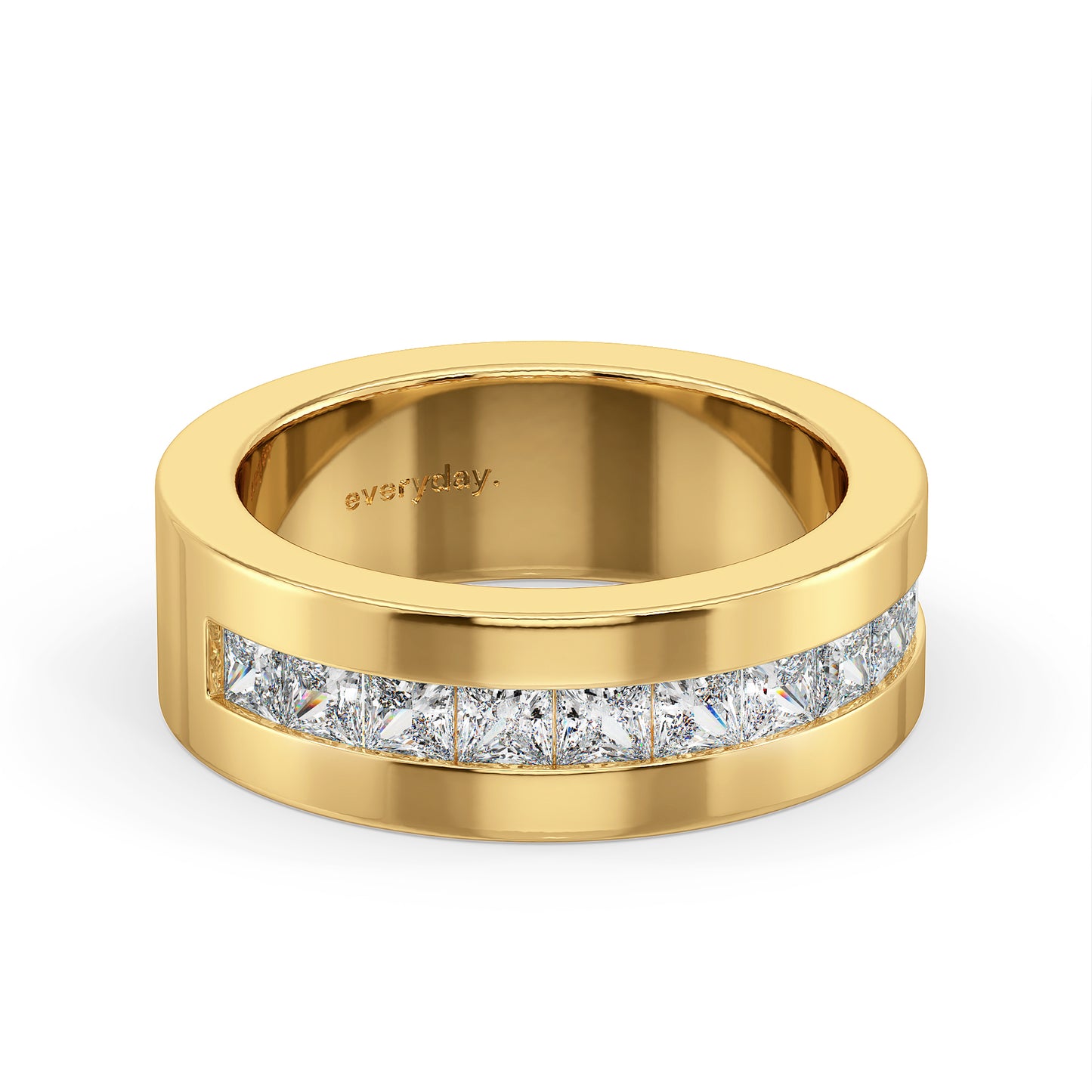 OLIVER CHANNEL SET PRINCESS CUT LAB GROWN DIAMOND WEDDING ANNIVERSARY BAND, GOLD