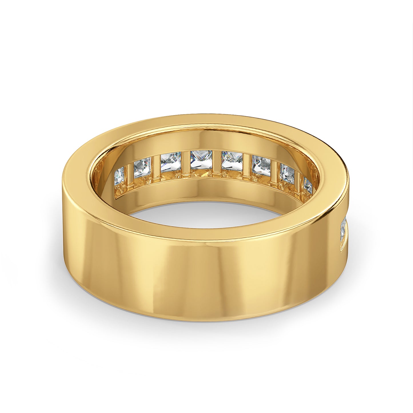 OLIVER CHANNEL SET PRINCESS CUT LAB GROWN DIAMOND WEDDING ANNIVERSARY BAND, GOLD