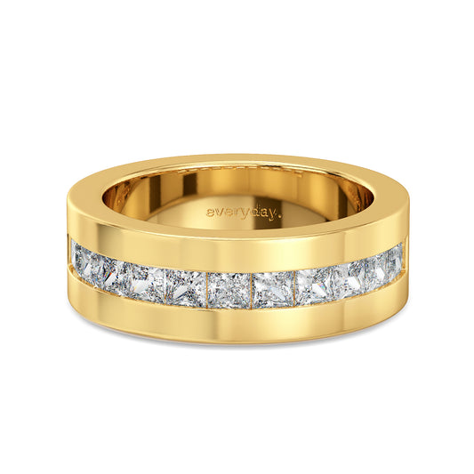 OLIVER CHANNEL SET PRINCESS CUT LAB GROWN DIAMOND WEDDING ANNIVERSARY BAND, GOLD