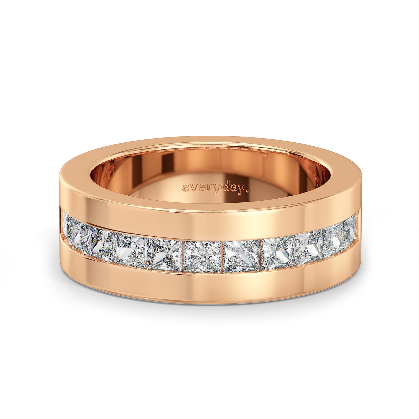 OLIVER CHANNEL SET PRINCESS CUT LAB GROWN DIAMOND WEDDING ANNIVERSARY BAND, GOLD