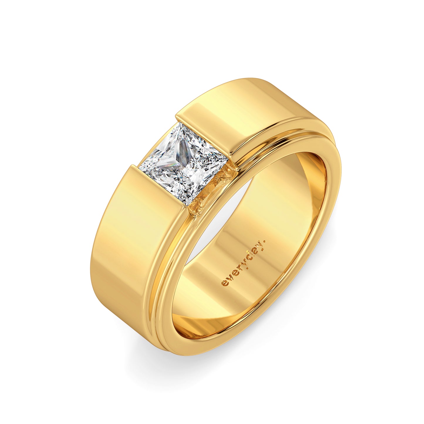 OLIVER ELEVATED PRINCESS CUT LAB GROWN DIAMOND SOLITAIRE MEN'S ENGAGEMENT RING, GOLD