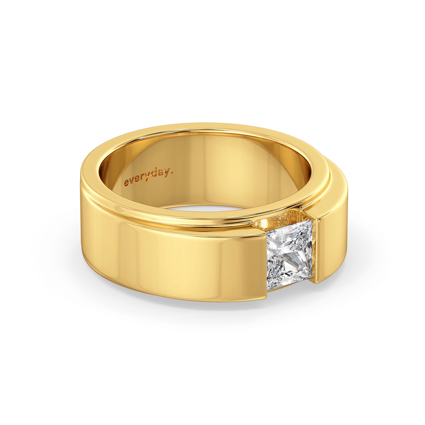 OLIVER ELEVATED PRINCESS CUT LAB GROWN DIAMOND SOLITAIRE MEN'S ENGAGEMENT RING, GOLD