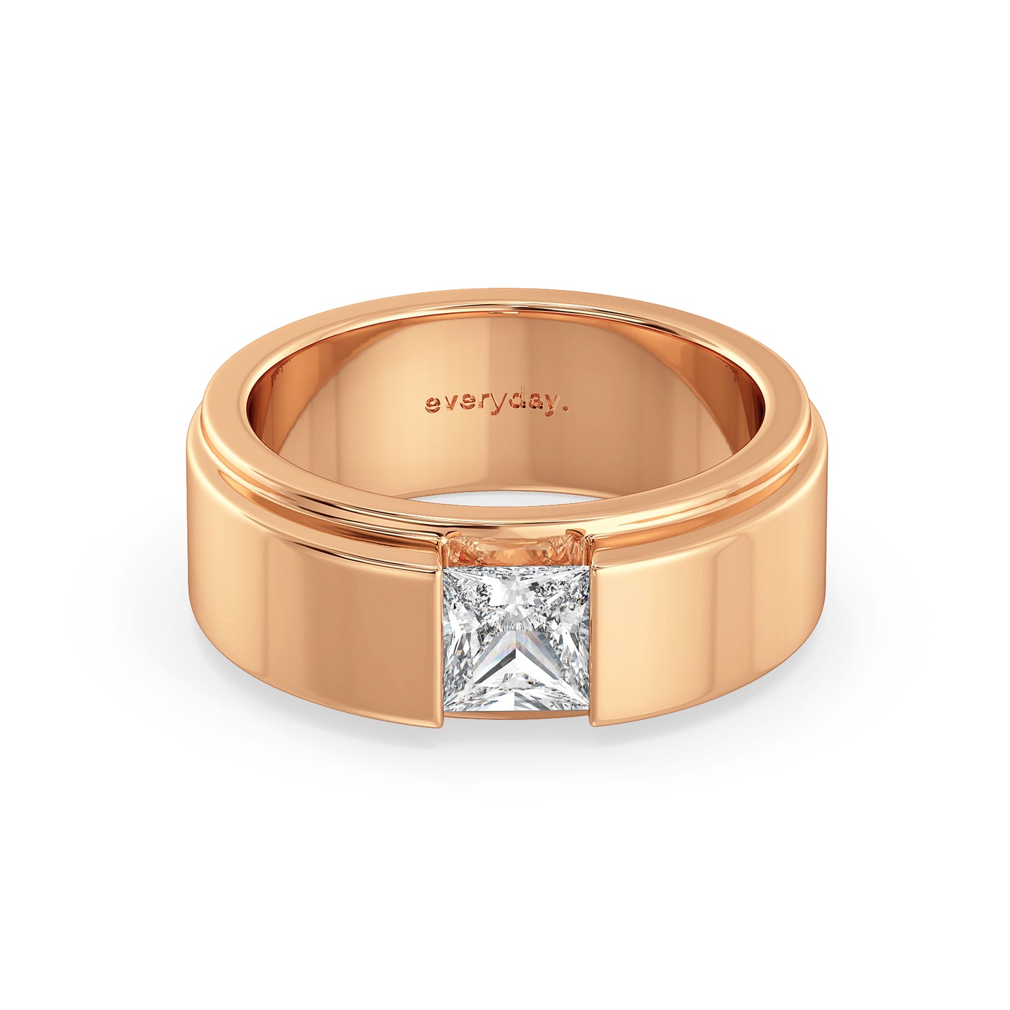 OLIVER ELEVATED PRINCESS CUT LAB GROWN DIAMOND SOLITAIRE MEN'S ENGAGEMENT RING, GOLD