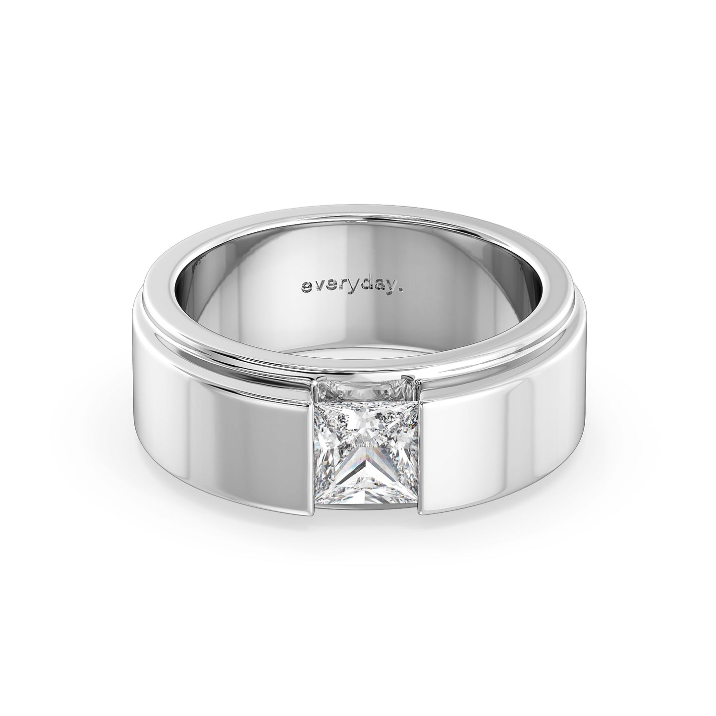 OLIVER ELEVATED PRINCESS CUT LAB GROWN DIAMOND SOLITAIRE MEN'S ENGAGEMENT RING, GOLD