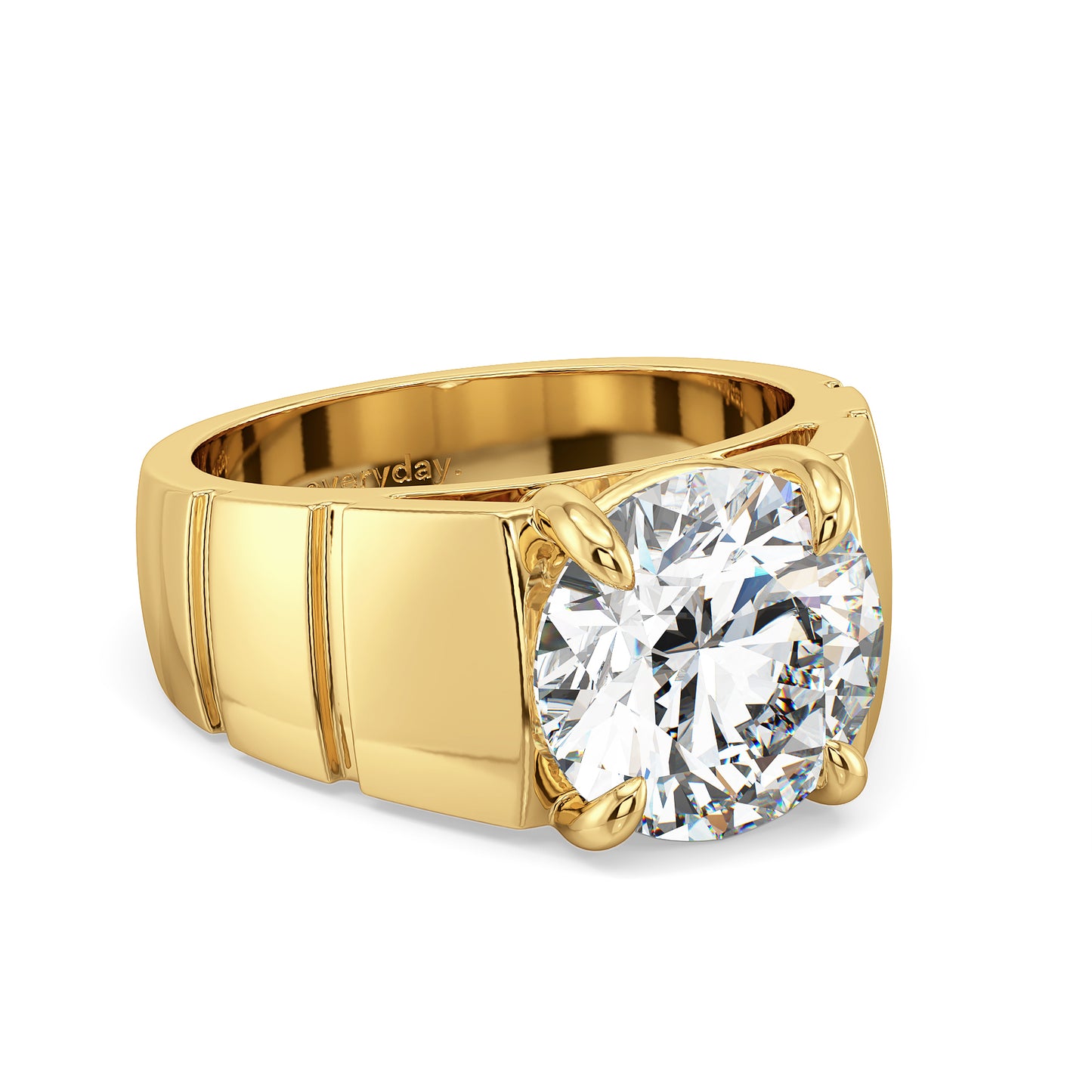 ARTHUR ROUND CUT LAB GROWN DIAMOND SOLITAIRE MEN'S ENGAGEMENT RING WITH TEXTURED SHANK, GOLD