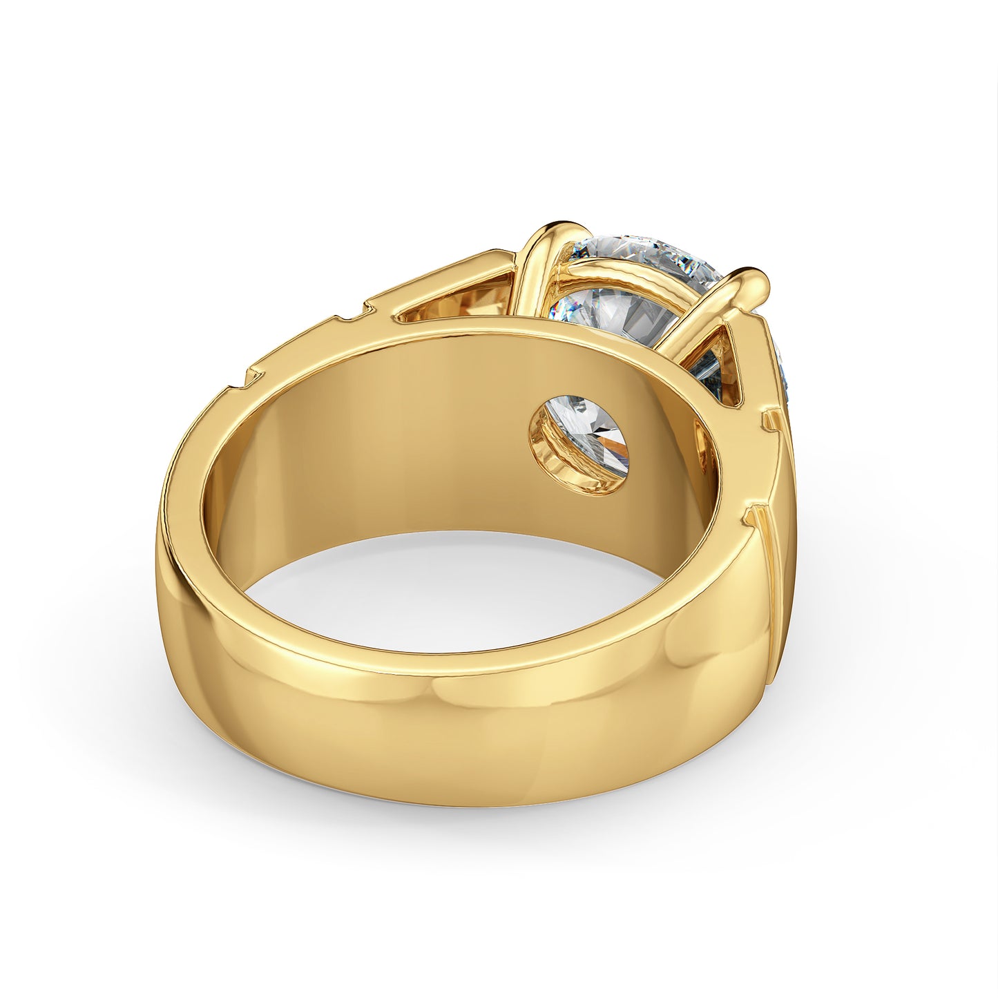 ARTHUR ROUND CUT LAB GROWN DIAMOND SOLITAIRE MEN'S ENGAGEMENT RING WITH TEXTURED SHANK, GOLD