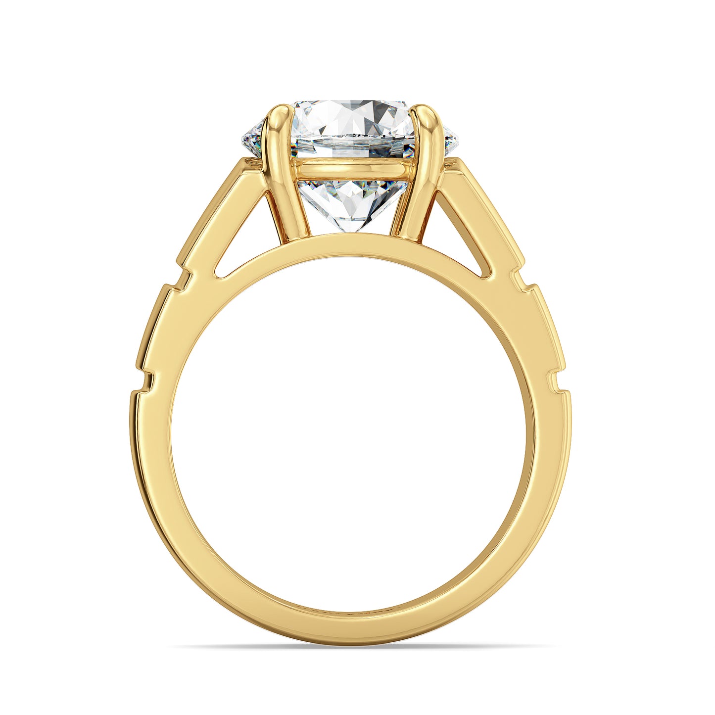 ARTHUR ROUND CUT LAB GROWN DIAMOND SOLITAIRE MEN'S ENGAGEMENT RING WITH TEXTURED SHANK, GOLD