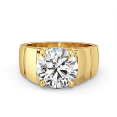 ARTHUR ROUND CUT LAB GROWN DIAMOND SOLITAIRE MEN'S ENGAGEMENT RING WITH TEXTURED SHANK, GOLD