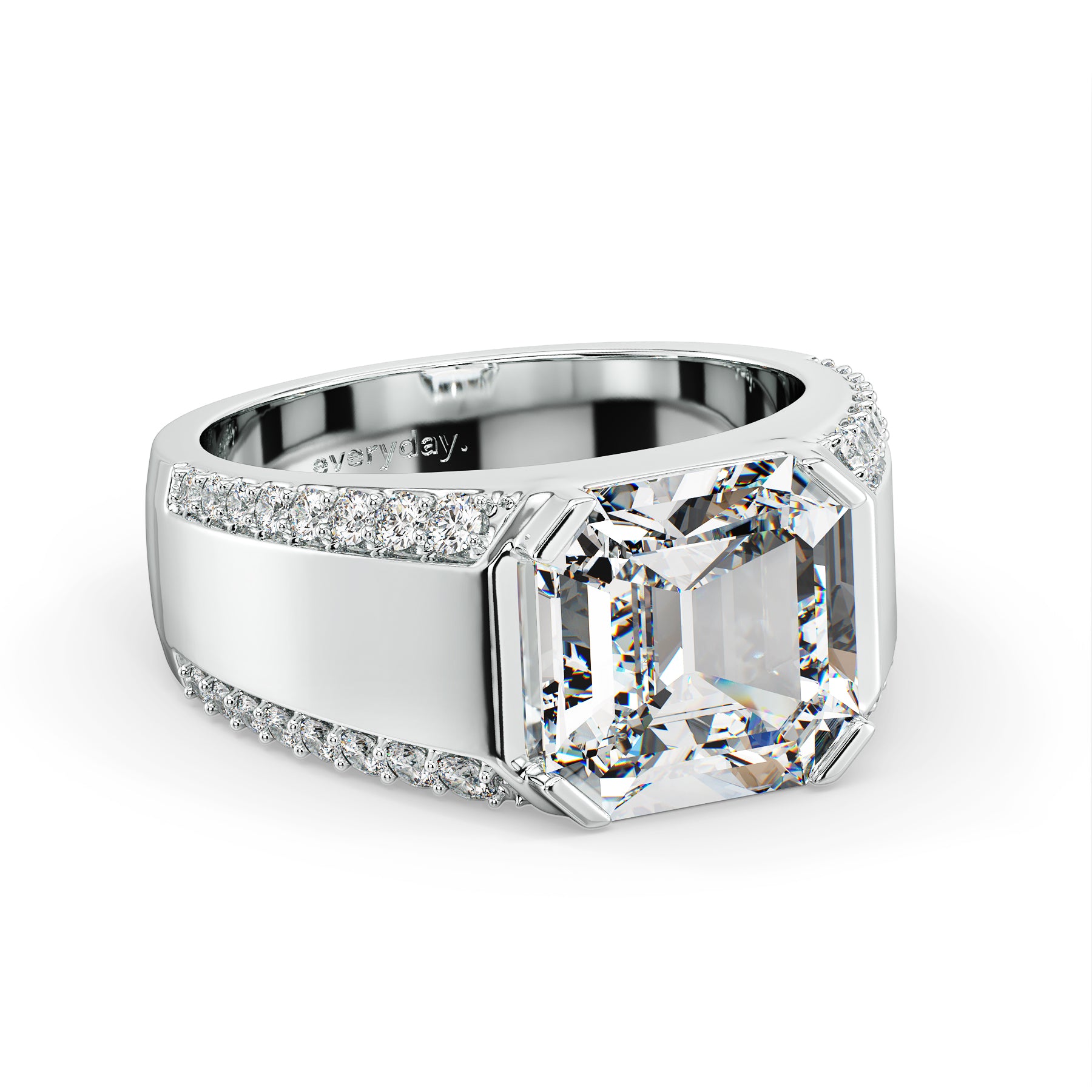 FRANCIS ASSCHER CUT LAB GROWN DIAMOND SOLITAIRE MEN'S ENGAGEMENT