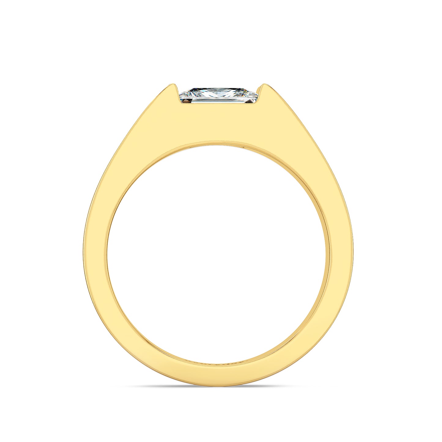 OLIVER CHANNEL SET PRINCESS CUT LAB GROWN DIAMOND SOLITAIRE MEN'S ENGAGEMENT RING, GOLD