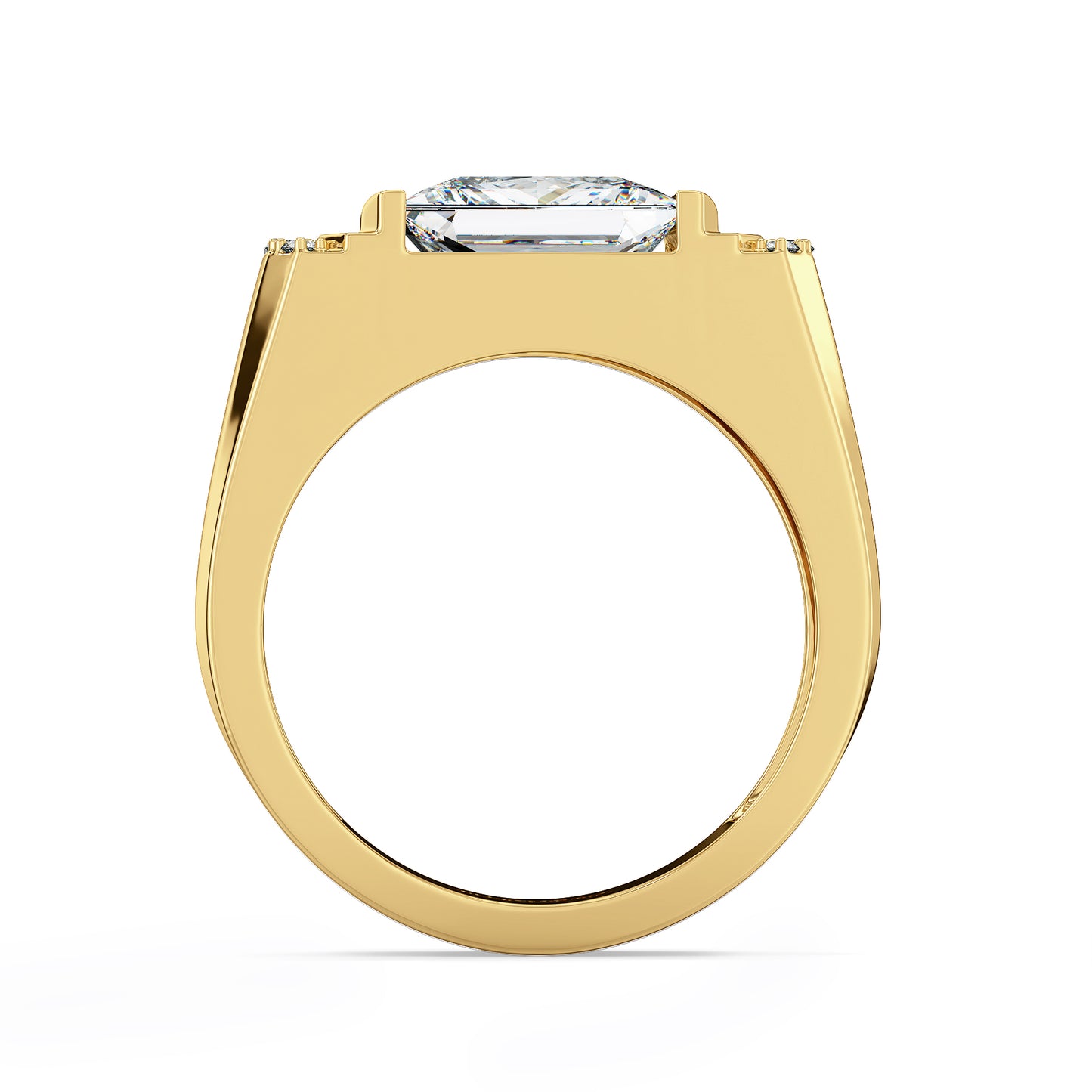 OLIVER BAR SET PRINCESS CUT LAB GROWN DIAMOND SOLITAIRE MEN'S ENGAGEMENT RING, GOLD