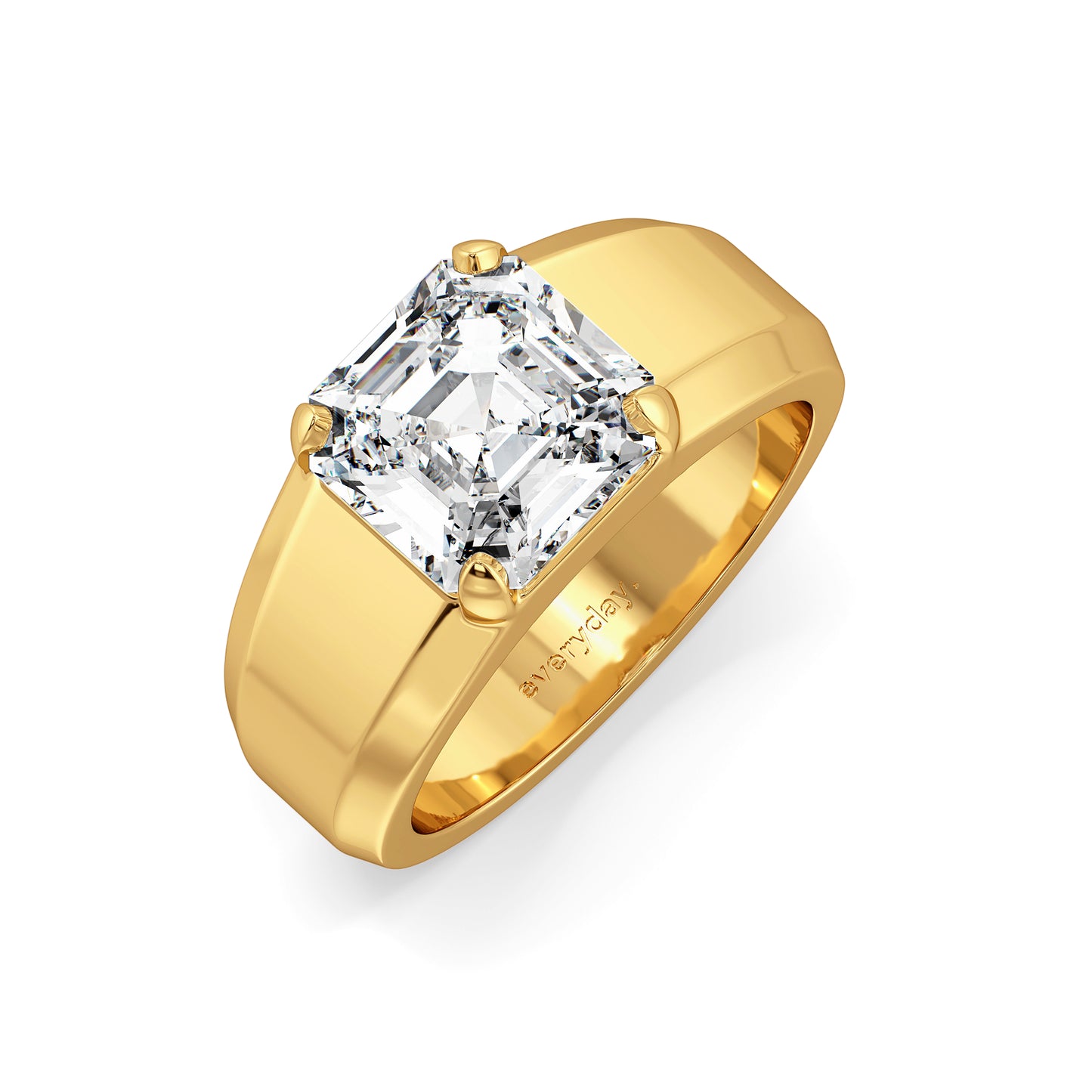 FRANCIS ASSCHER CUT LAB GROWN DIAMOND SOLITAIRE ENGAGEMENT RING, GOLD