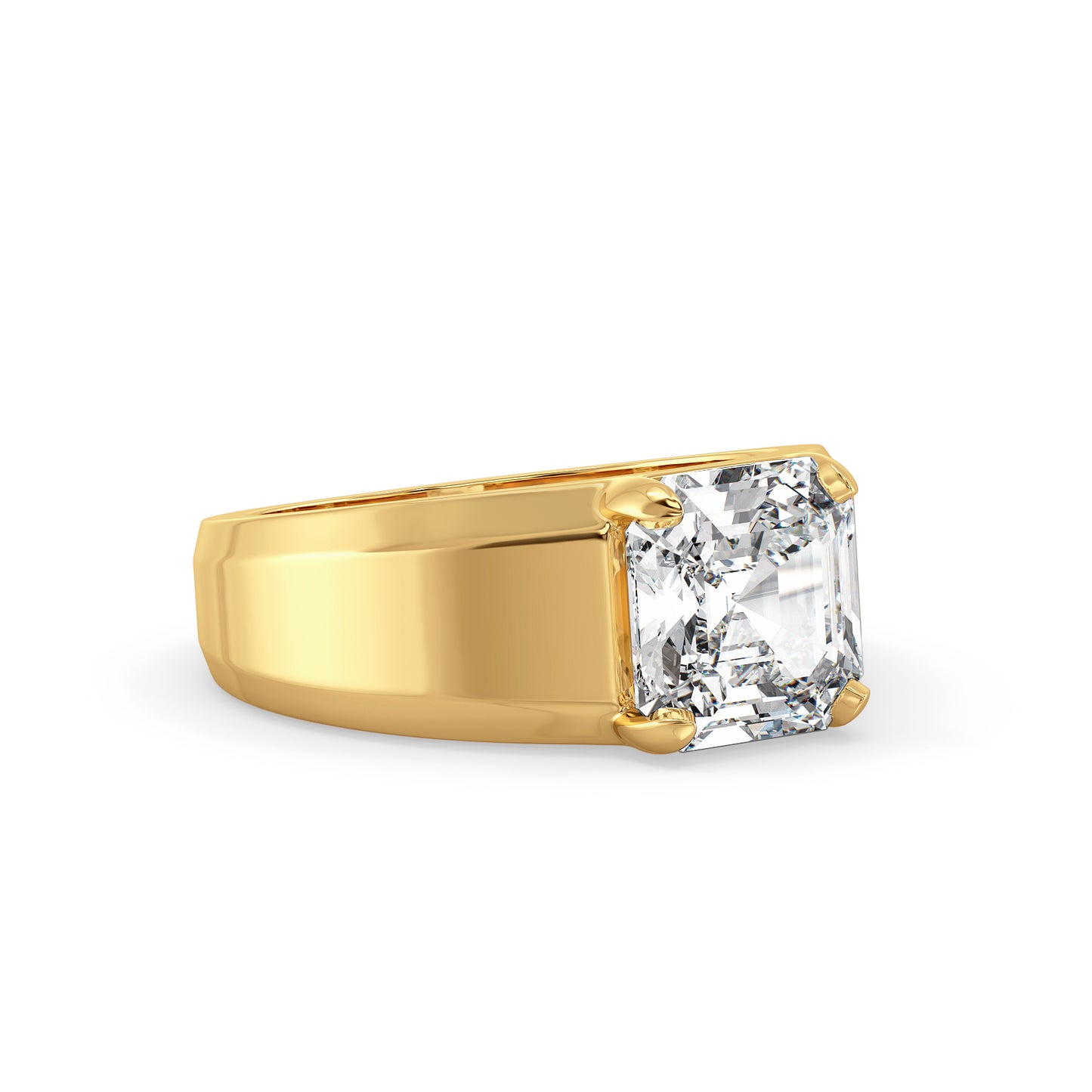 FRANCIS ASSCHER CUT LAB GROWN DIAMOND SOLITAIRE ENGAGEMENT RING, GOLD