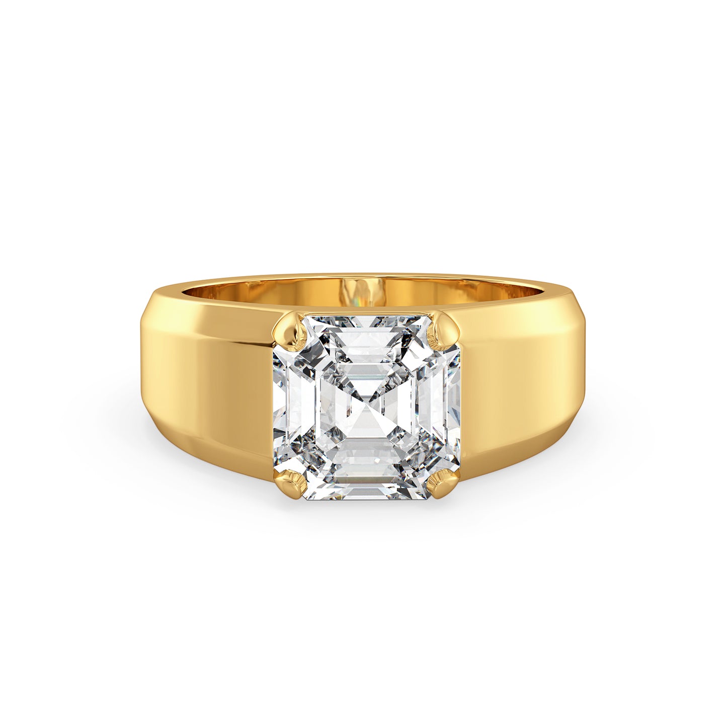 FRANCIS ASSCHER CUT LAB GROWN DIAMOND SOLITAIRE ENGAGEMENT RING, GOLD