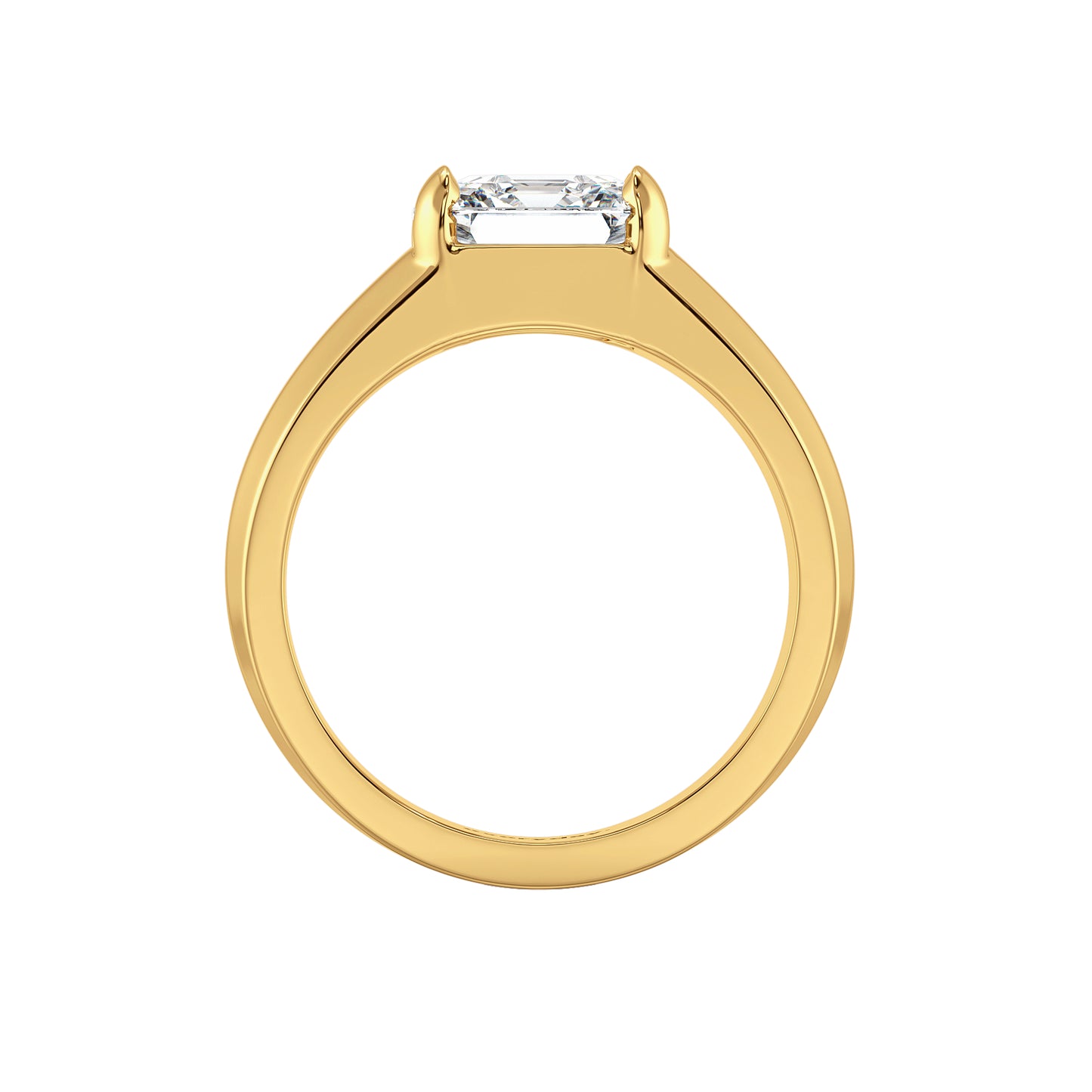 FRANCIS ASSCHER CUT LAB GROWN DIAMOND SOLITAIRE ENGAGEMENT RING, GOLD