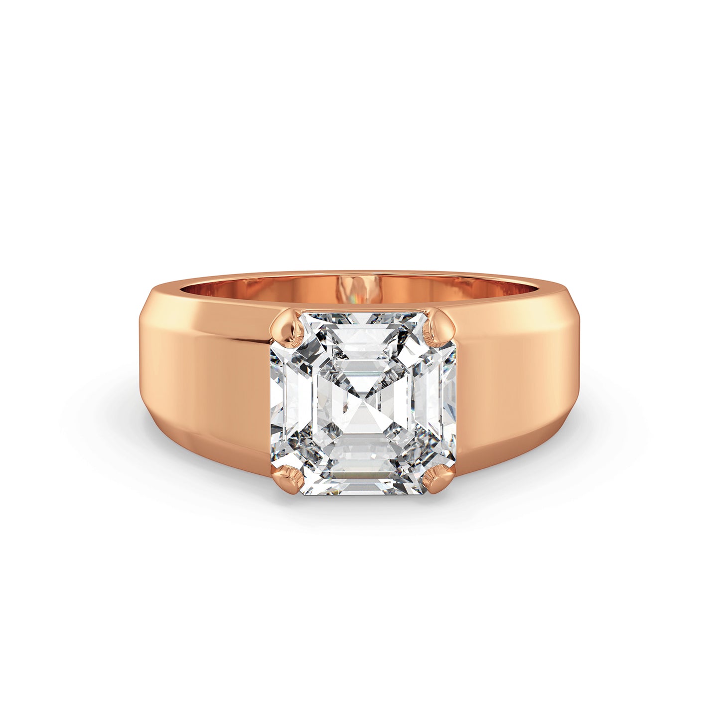 FRANCIS ASSCHER CUT LAB GROWN DIAMOND SOLITAIRE ENGAGEMENT RING, GOLD