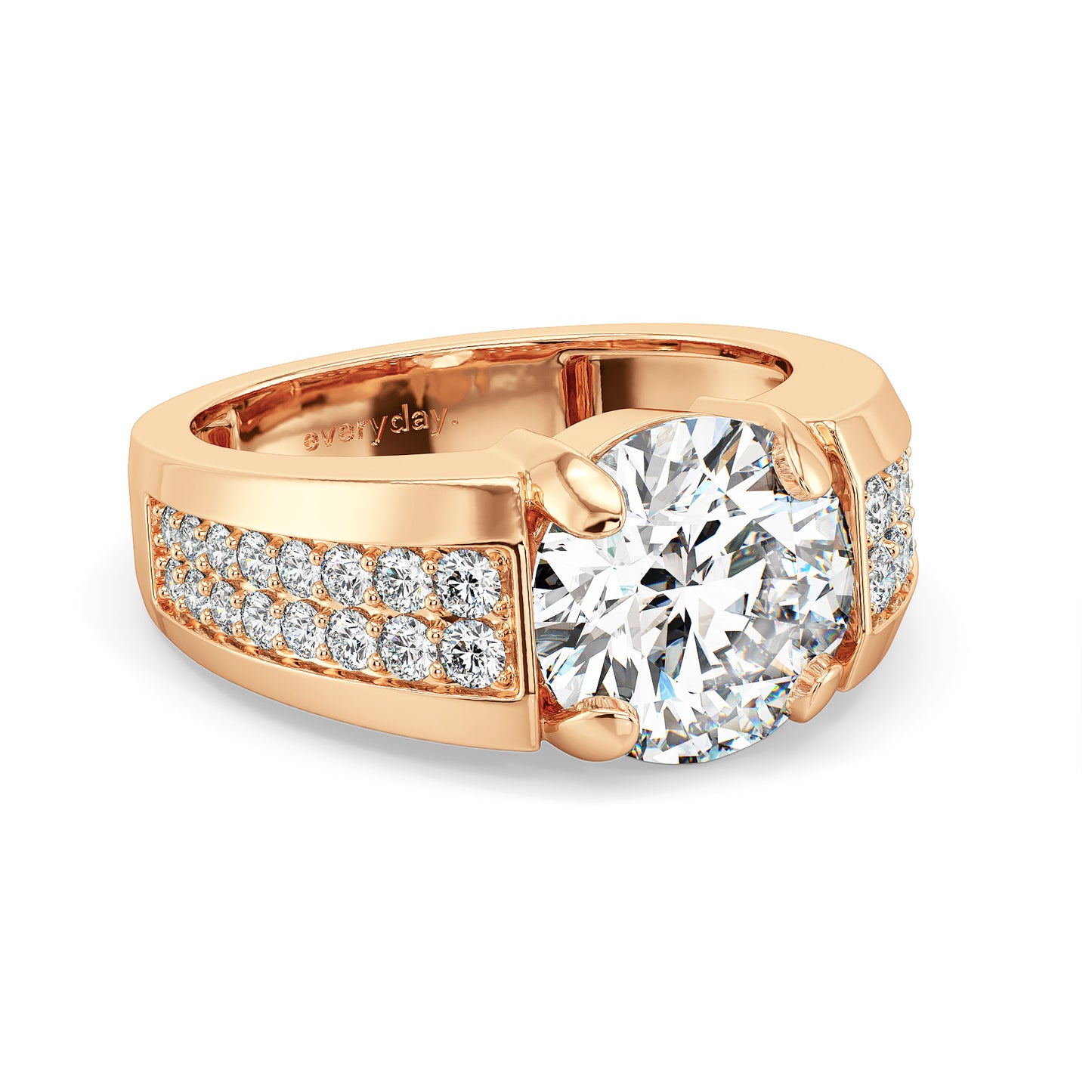 ARTHUR ROUND CUT LAB GROWN DIAMOND SOLITAIRE MEN'S ENGAGEMENT RING WITH A STUDDED SHANK, GOLD