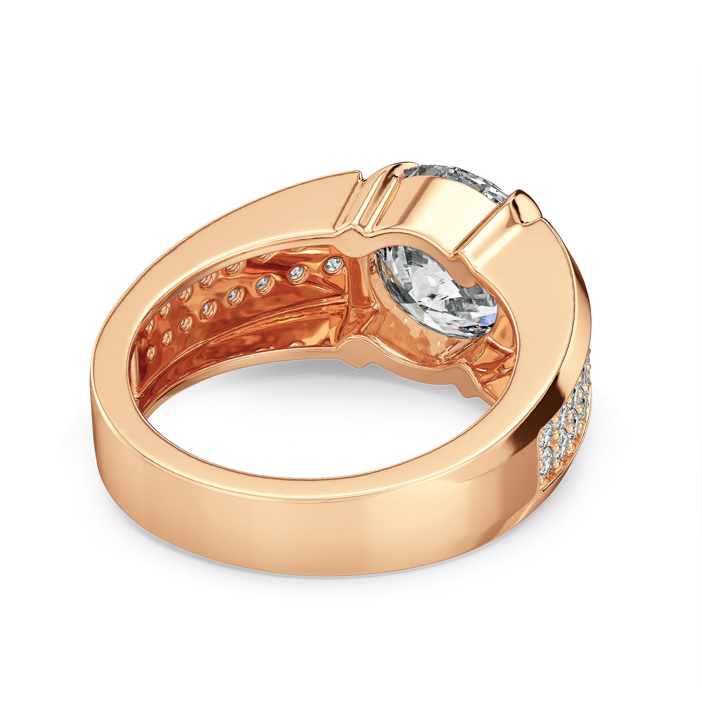 ARTHUR ROUND CUT LAB GROWN DIAMOND SOLITAIRE MEN'S ENGAGEMENT RING WITH A STUDDED SHANK, GOLD