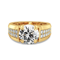 ARTHUR ROUND CUT LAB GROWN DIAMOND SOLITAIRE MEN'S ENGAGEMENT RING WITH A STUDDED SHANK, GOLD