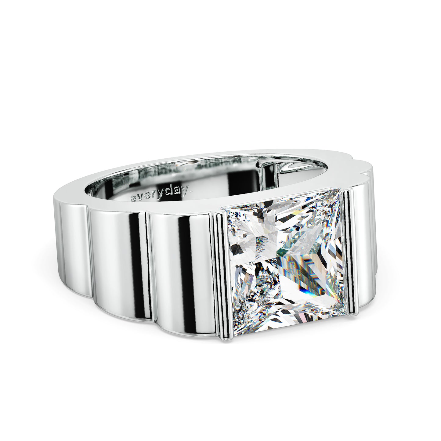 OLIVER PRINCESS CUT LAB GROWN DIAMOND SOLITAIRE WEDDING RING WITH A TEXTURED SHANK, GOLD