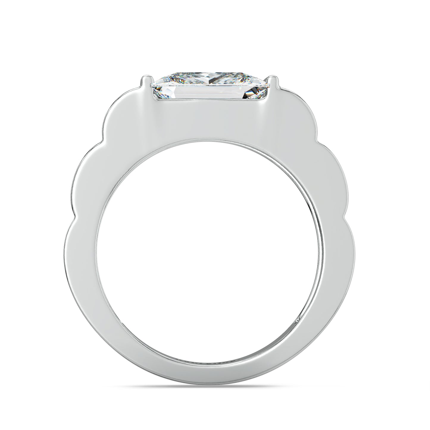 OLIVER PRINCESS CUT LAB GROWN DIAMOND SOLITAIRE WEDDING RING WITH A TEXTURED SHANK, GOLD