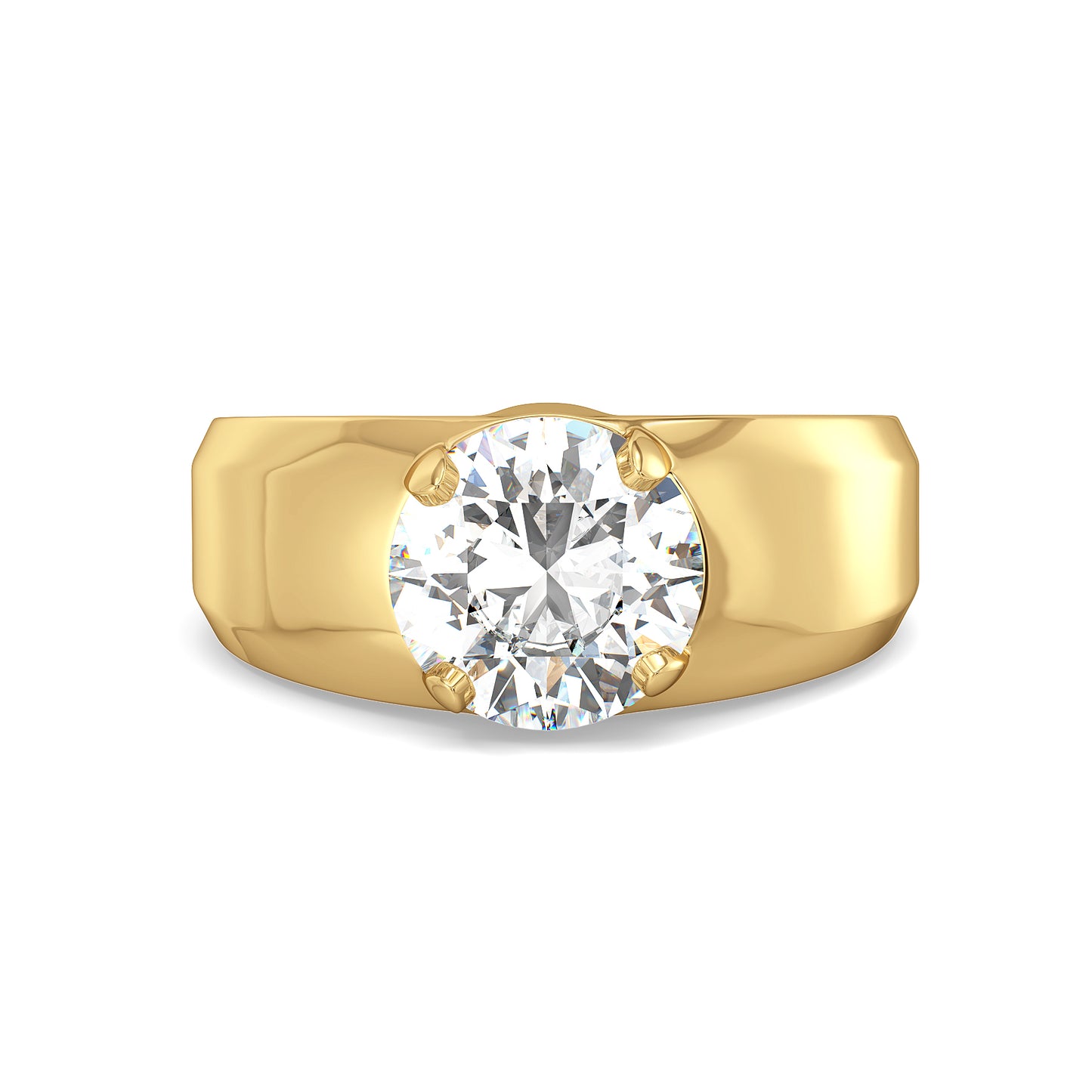 ARTHUR ROUND CUT LAB GROWN DIAMOND SOLITAIRE OPPULENT MEN'S ENGAGEMENT RING, GOLD