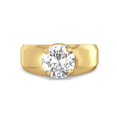 ARTHUR ROUND CUT LAB GROWN DIAMOND SOLITAIRE OPPULENT MEN'S ENGAGEMENT RING, GOLD