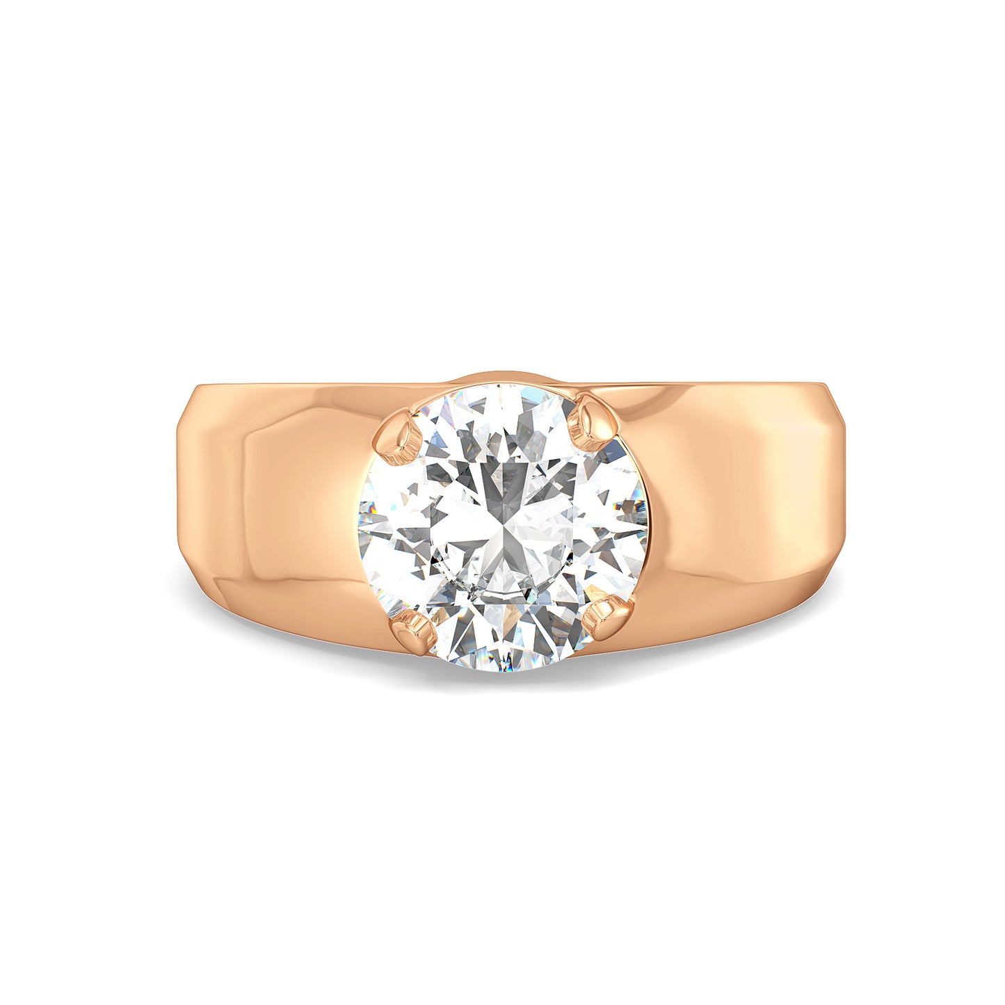 ARTHUR ROUND CUT LAB GROWN DIAMOND SOLITAIRE OPPULENT MEN'S ENGAGEMENT RING, GOLD