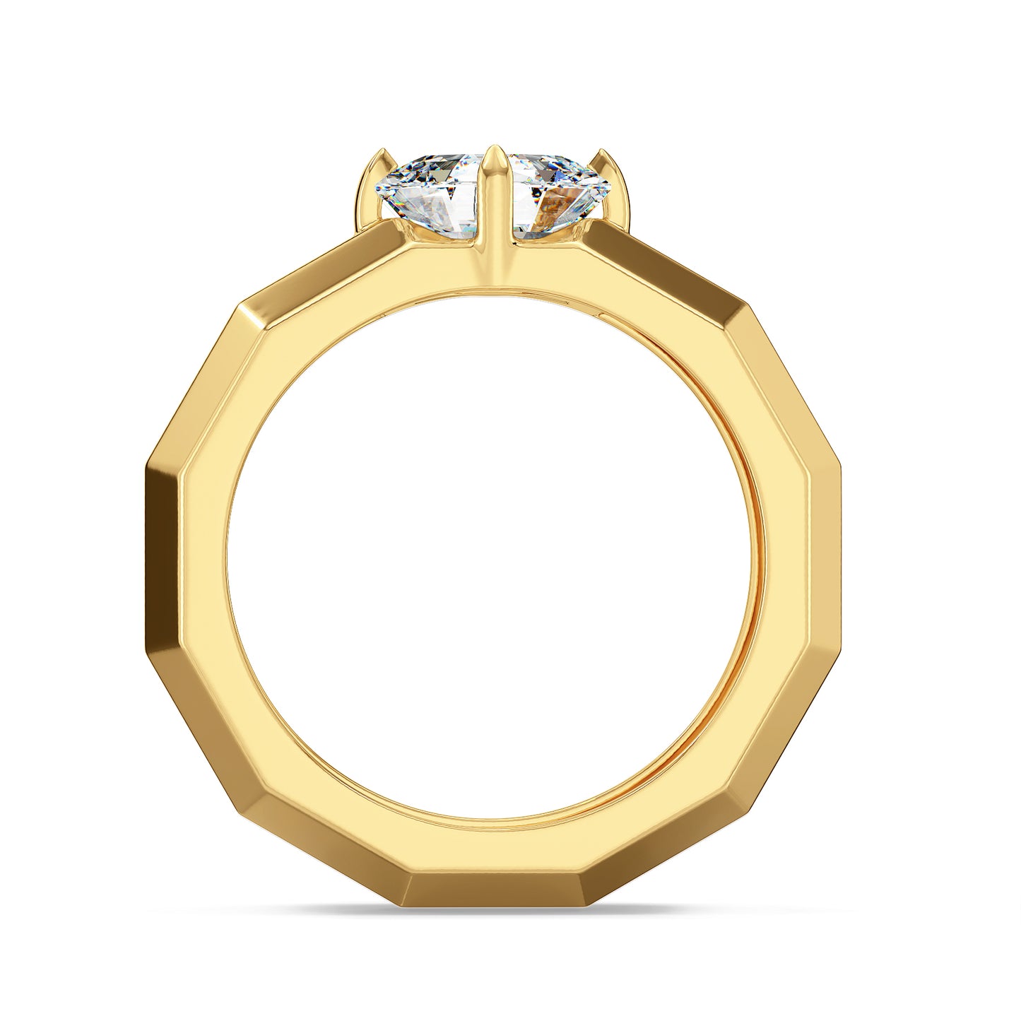 FRANCIS ASSCHER CUT LAB GROWN DIAMOND SOLITAIRE MULTI-DIMENSIONAL MEN'S RING, GOLD