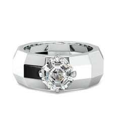 FRANCIS ASSCHER CUT LAB GROWN DIAMOND SOLITAIRE MULTI-DIMENSIONAL MEN'S RING, GOLD