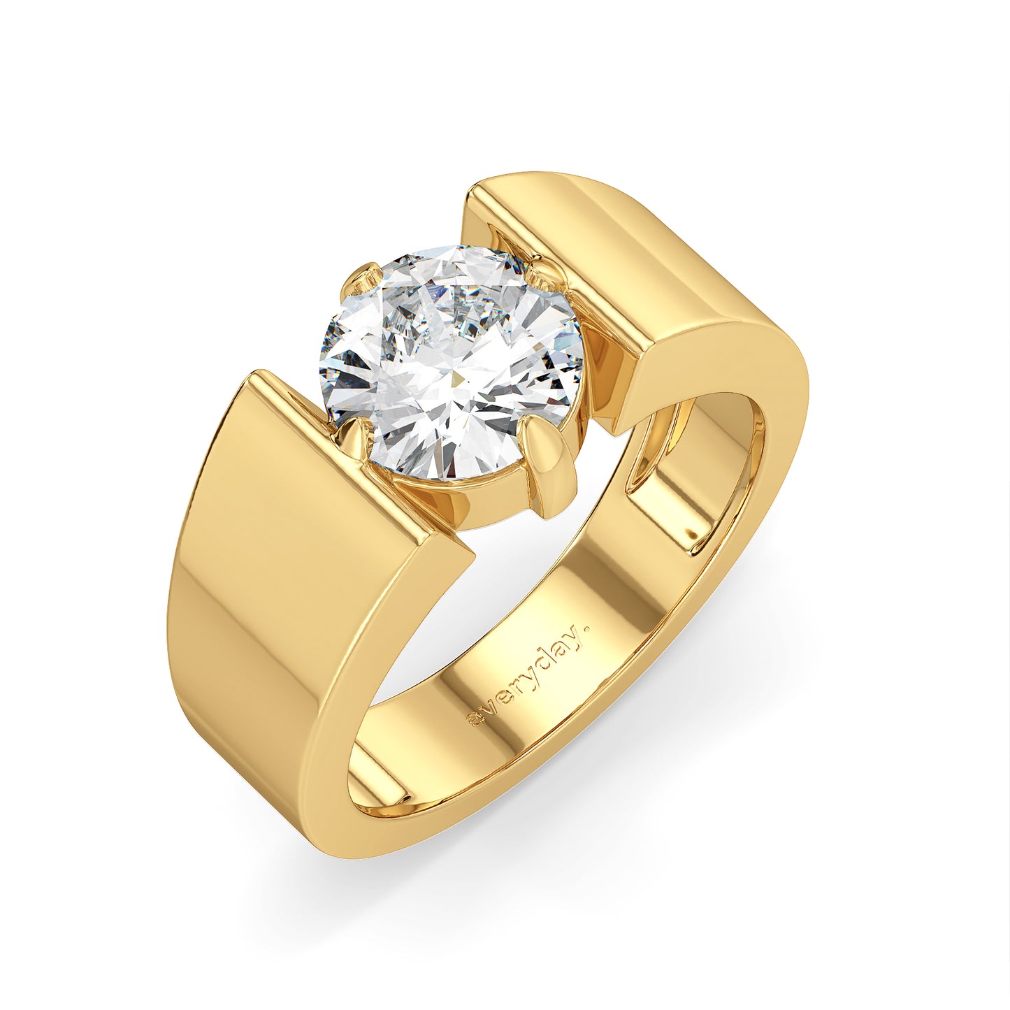 ARTHUR ROUND CUT LAB GROWN DIAMOND SOLITAIRE BOLD MEN'S ENGAGEMENT RING, GOLD