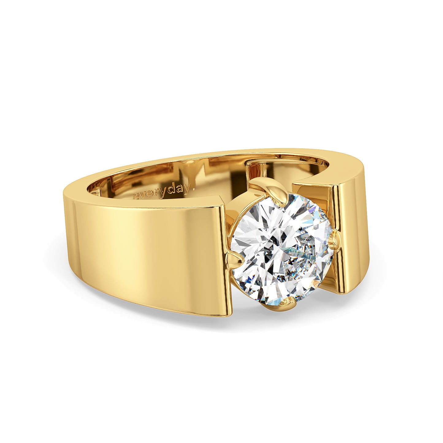 ARTHUR ROUND CUT LAB GROWN DIAMOND SOLITAIRE BOLD MEN'S ENGAGEMENT RING, GOLD