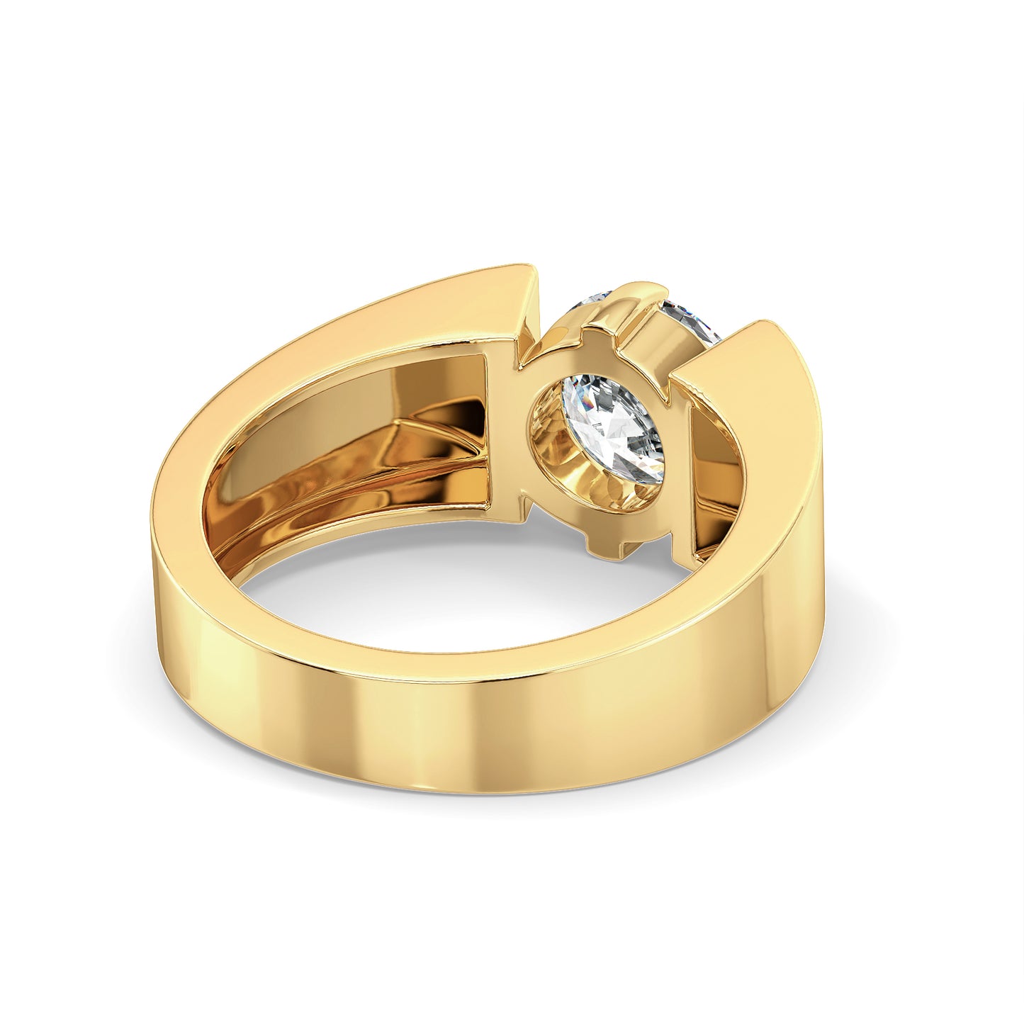 ARTHUR ROUND CUT LAB GROWN DIAMOND SOLITAIRE BOLD MEN'S ENGAGEMENT RING, GOLD